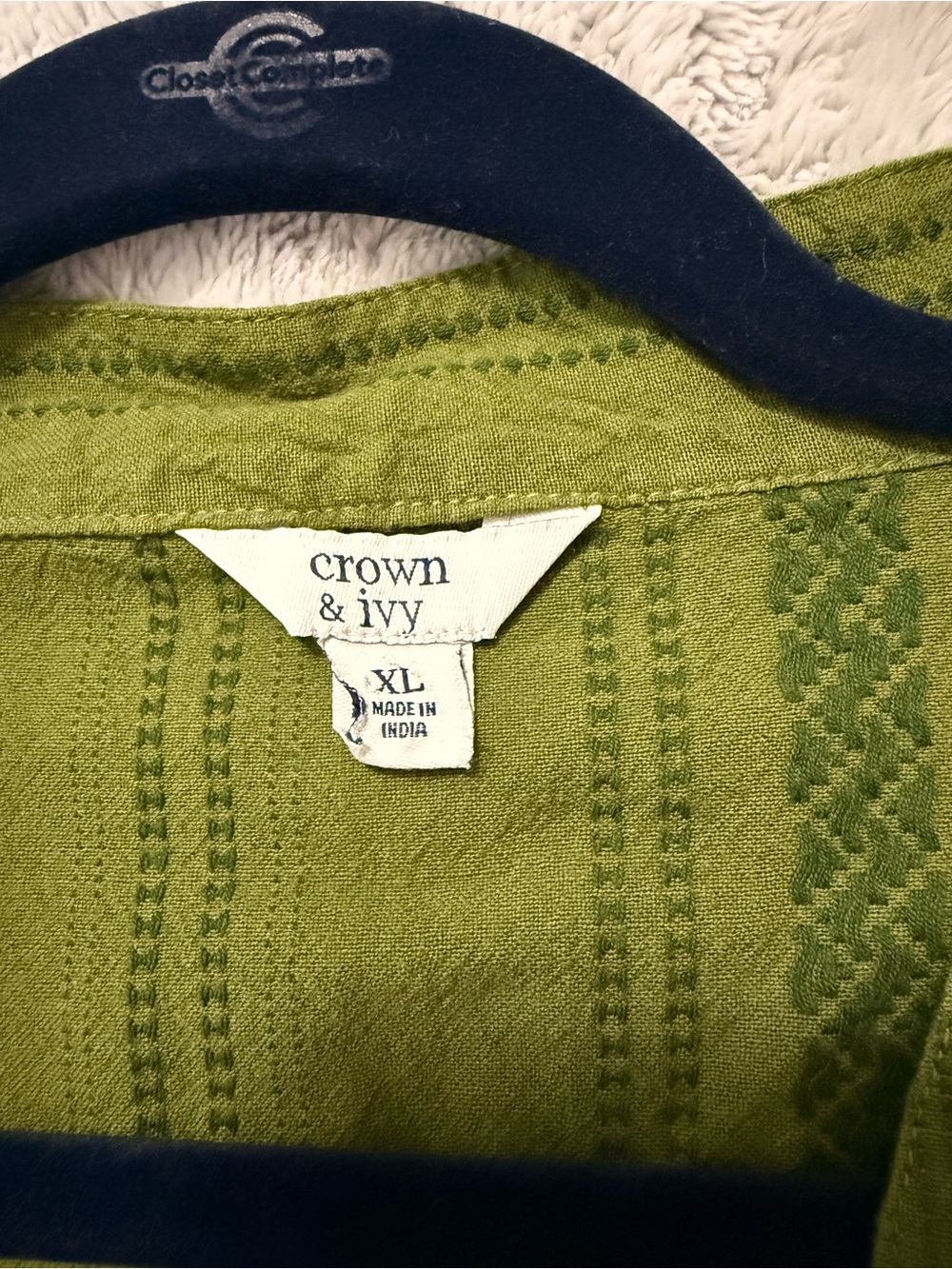 Crown & Ivy XL Olive Green Cotton Boho Peasant Tassel Tiered Dress - Picture 3 of 4